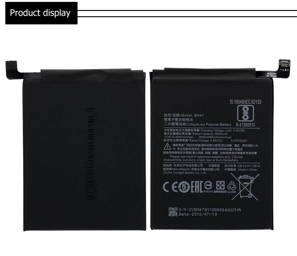 QrxPower BN47 Сменный аккумулятор для Xiao mi Red mi 6 Pro/mi A2 Lite 3900 мАч литий-ионный аккумулятор для телефона+ инструмент