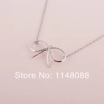 

New Fashion Hotting Sale Silver Plated Personalized Silver Shining Romanitc Bow Pendant Necklace Jewelry