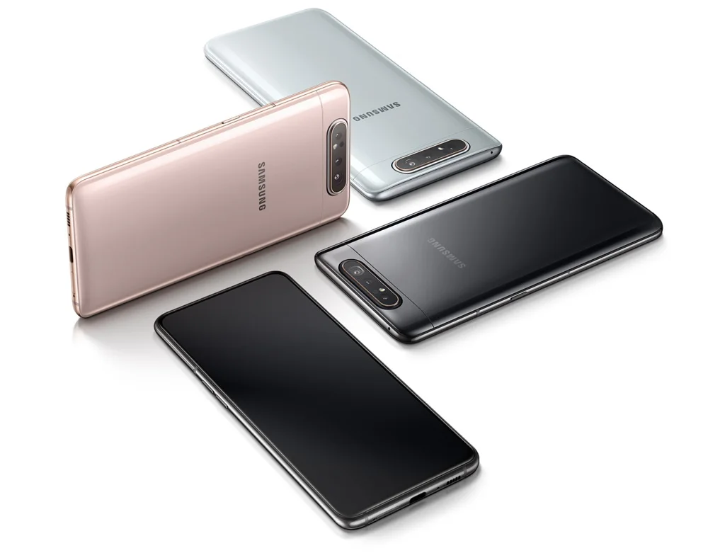 Смартфон samsung Galaxy A80 4G 6," infinity Snapdragon 730G Octa Core 8 Гб 128 ГБ вращающаяся камера 48мп