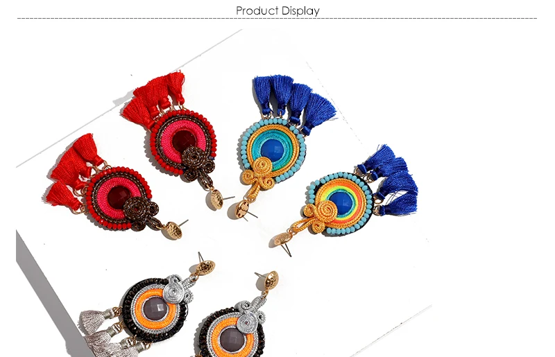 AYAYOO Statement Dangle Tassel Earrings Beaded Bohemian Women Long Red Fringe Earrings Hanging Handmade Fashion Jewelry  (1)