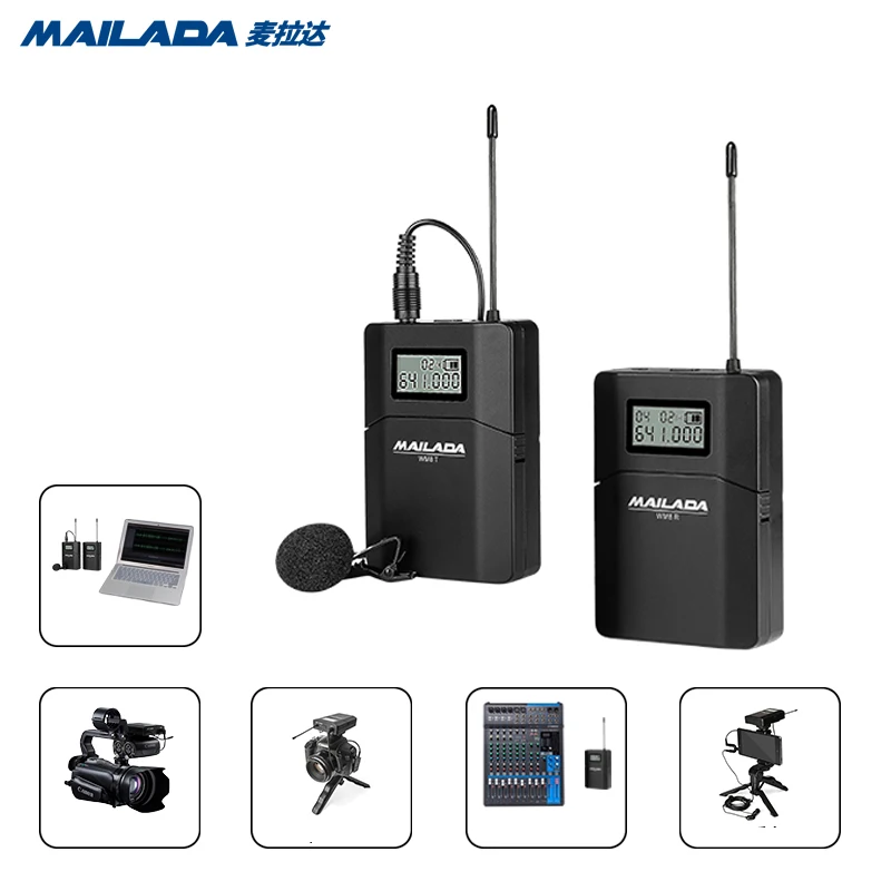 

Mailada WM8 UHF Wireless Microphone System Studio Video Recording Vlogging Lavalier Lapel Mic for iPhone DSLR Recorder Interview