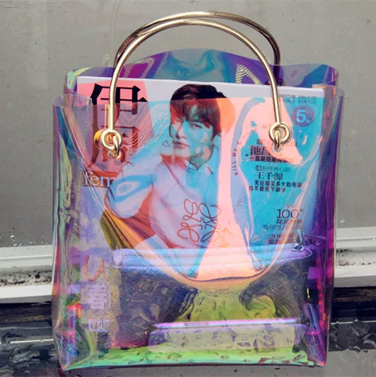 Women Transparent Bag Clear Beach Bag Pvc Plastic Bag Summer 2017 New High Quality Candey Color