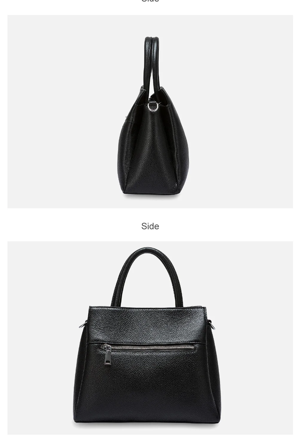 Zency mode femmes sac fourre-tout 100% en cuir véritable sac à main noir dame bandoulière sac à main de haute qualité sacs à bandoulière