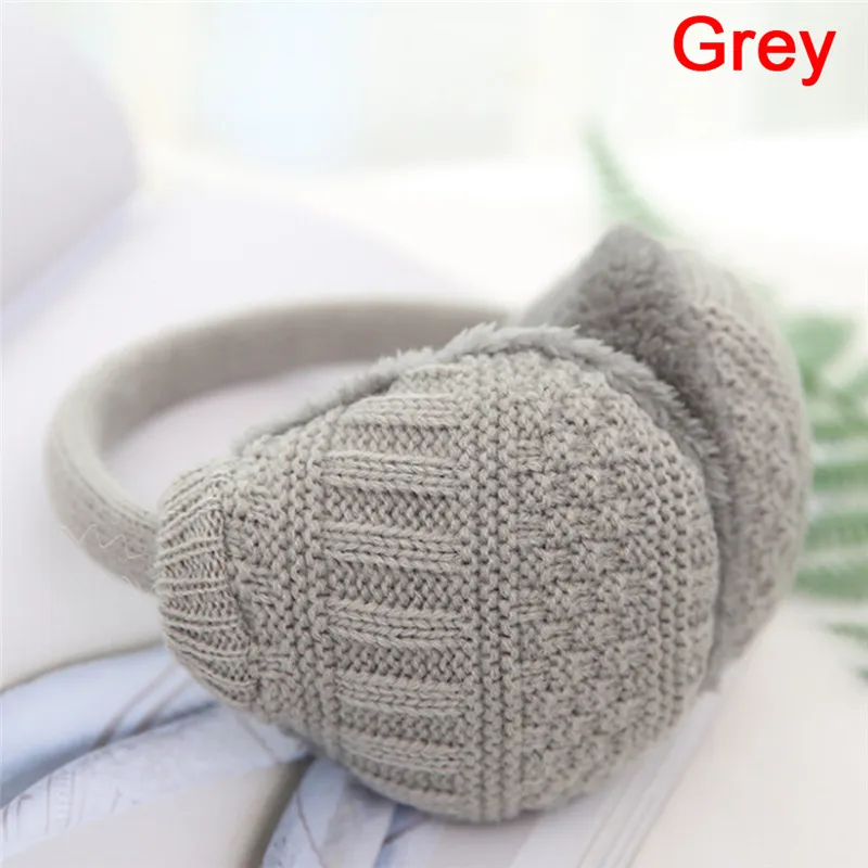 Winter Warm Earmuffs Knitted Children Ear Muffs For Boy Earmuffs For Girls Baby Gift Ear Warmers - Цвет: Серый