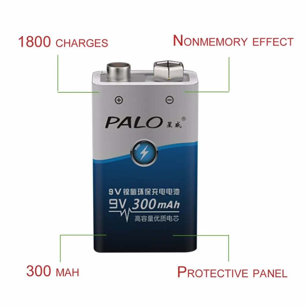 PALO 2 шт./компл. 6F22 006p Batttery 9 никель-металл-гидридный аккумулятор с напряжением 300 мА/ч, Батарея экологически чистые Перезаряжаемые батареи для сигнализация игрушки и так далее