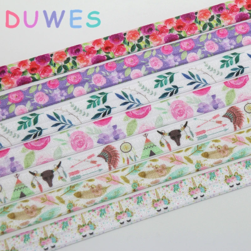 DUWES 5/8 '❐ ярдов этнический цветочный лист Единорог печатный складной