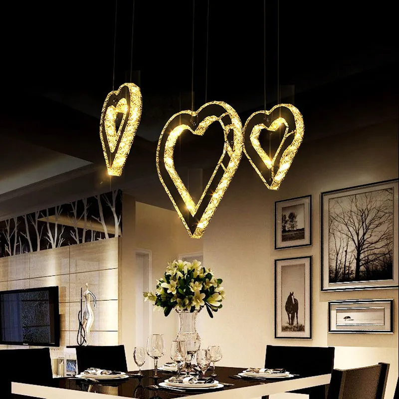 

Crystal lamps restaurant chandelier living room simple modern LED three chandeliers creative personality restaurant chandeliers