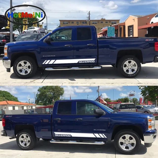 Hotmeini Car Styling 2x Decals Stickers Side Stripes Kit For Hotmeini Car Styling 2x Decals Stickers Side Stripes Kit For Chevrolet Silverado Door Sport Light 2017 2016