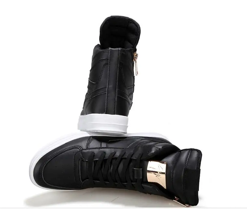 Г. весенняя модная мужская повседневная обувь кожаная Уличная обувь с высоким берцем в стиле хип-хоп белый, черный цвет, Zapatos Hombe, размер: 39-45