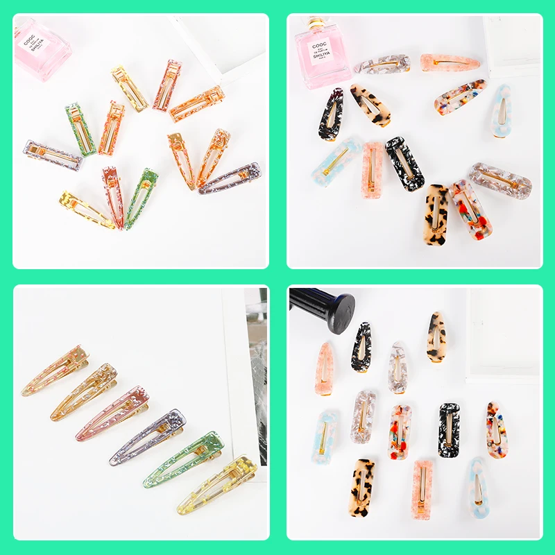 

Hot Selling Fashion Women Girls Hollow Waterdrop Rectangle Hair Clips Tin Foil Sequins Hairpins Barrettes Headbands Accessories