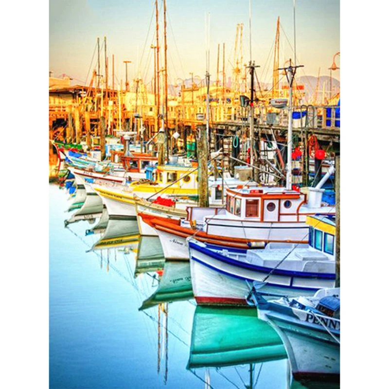 HUACAN Diamond Embroidery New 2019 Landscape 5d Diamond Painting Kit Diamond Mosaic Boat Rhinestone Picture Resin Drill Handmade - 副本
