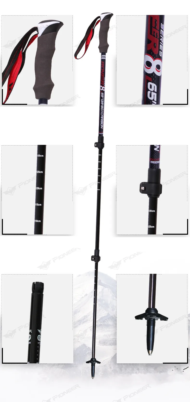 Bloqueio de Carbono Caminhadas ao ar Bengala ao ar Homens e Mulheres Trekking Pole Bengala Livre Montanhismo Vara 2 Esporte e Lazer