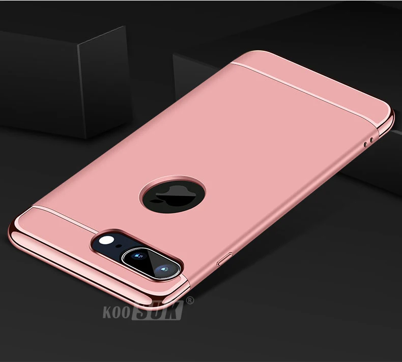Для iphone 8 7 Plus чехол для телефона iPhone 7 iPhone 8 задняя крышка Роскошные Съемный 3 в 1 Combo жесткий Пластик случае 7 Plus 8 плюс Coque - Цвет: Розовый