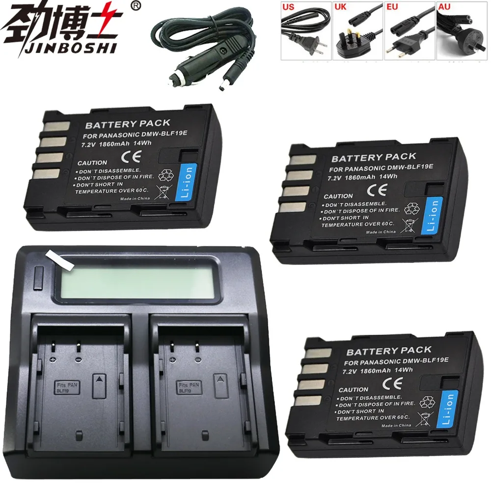 

3pcs DMW-BLF19 DMW BLF19 BLF19E DMW-BLF19e 1860mAh Batteries +LCD Dual Charger for Panasonic Lumix GH3 GH4 GH5 DMW-BLF19PP