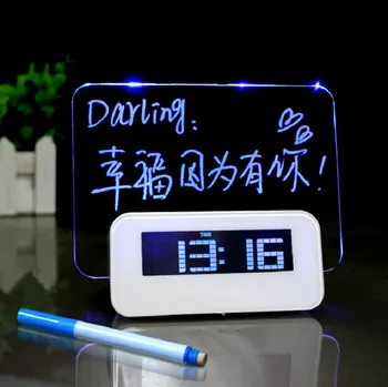 

new digital message board alarm clock countdown night lamp USB hub temperature calendar LCD display with backlight