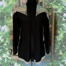 Стиль Мужская Латинской Танцевальный костюм сексуальные старший спандекс с длинными рукавами со стразами Мужская латинские танцы топ для мужчин латинские танцы Куртки