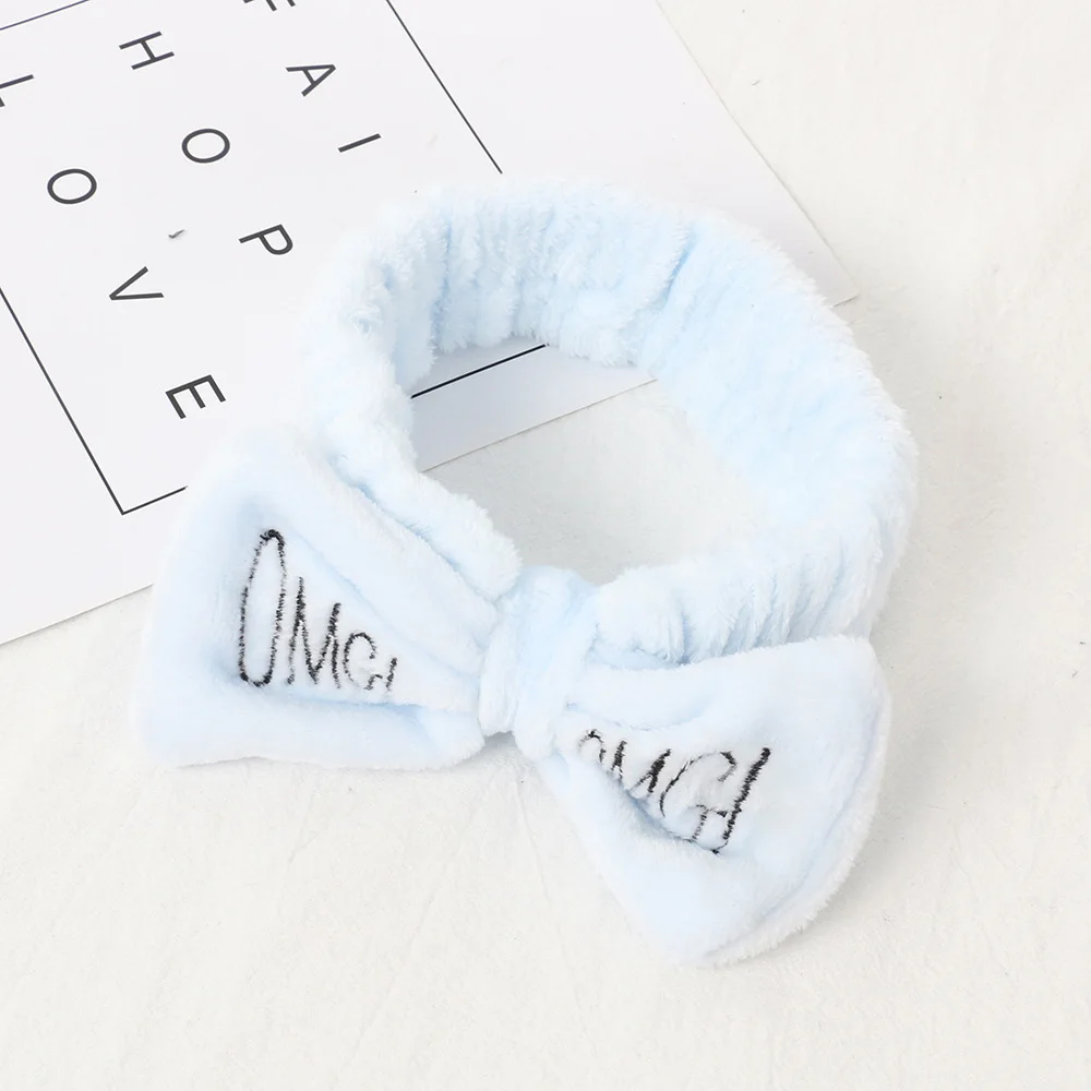 New Fashion Letter OMG Coral Fleece Soft Bow Headbands Wash Face Headband Women Girls Holder Turban Hairbands Hair Accessories - Цвет: 24