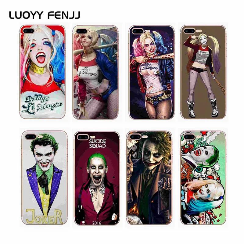 

LUOYY FENJJ Cute Suicide Squad Case For iPhone 6 6s 7 Plus 5 5S SE Cover Soft Silicone Phone Case For iPhone 7 8 Plus X 10 Coque