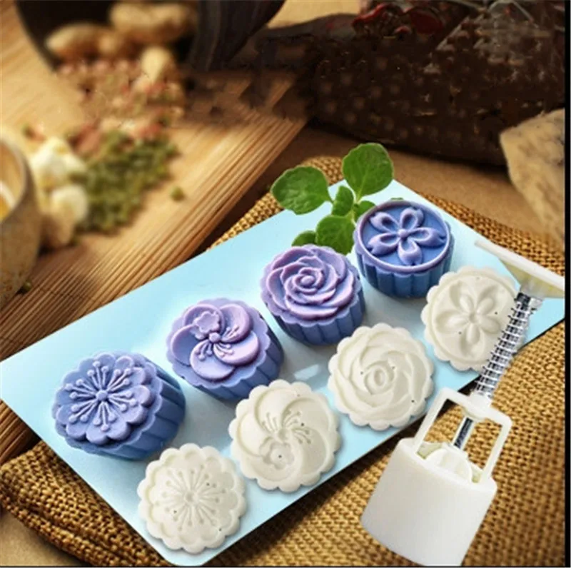 Three dimensional moon cake mold hand pressed mung bean