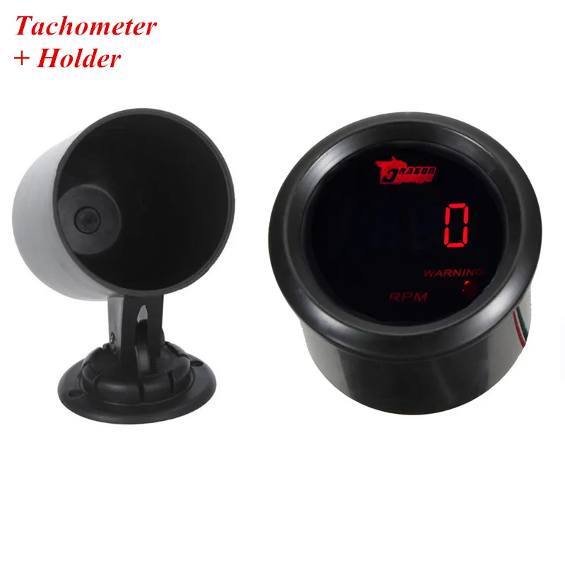 EE support 2" 52mm Tacho Gauge Black Cover Red LED Car Universal