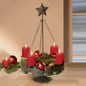 

Long Chain Christmas Home Decoration Wire Iron Hollow Candlestick Wall Hanging Candle Holder Lantern Shop Bar Cafe Wedding Decor