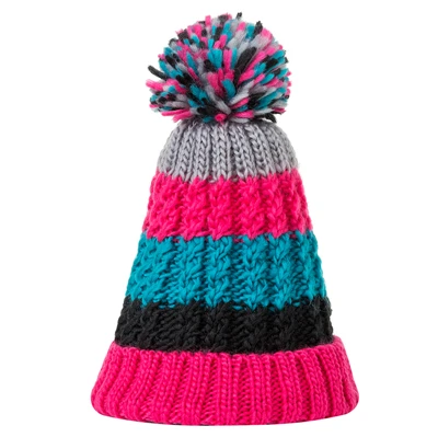 IANLAN Новые повседневные зимние шапки с помпоном для женщин, цветные вязаные шапки бини, Модные Полосатые шапки для девочек, вязаные шерстяные шляпы IL00060 - Цвет: PeachA