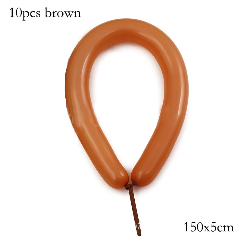 10pcs long brown Вечерние воздушные шары из фольги в стиле джунглей, животных, тигра, Льва, обезьяны, зебры, жирафа, коровы, сафари, аксессуары для детской вечеринки на день рождения - Цвет: 10pcs long brown