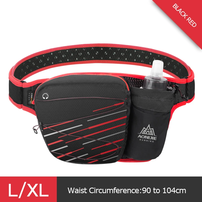 AONIJIE W949 Marathon Jogging Cycling Running Hydration Belt Waist Bag Pouch Fanny Pack Cell Phone Holder For 500ml Water Bottle - Цвет: LXL Black Red