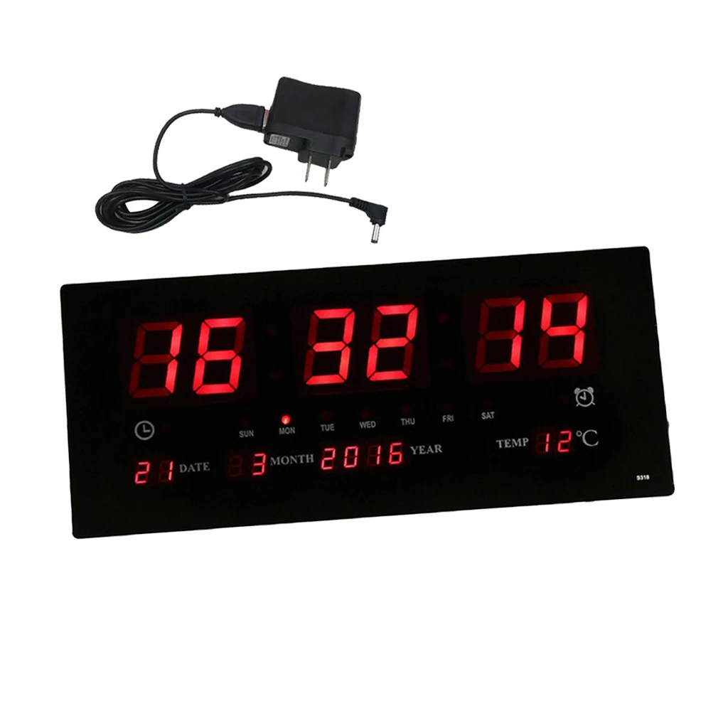 Подключите светодиодный цифровой настенные часы электронный будильник часы время-дни/месяц/год термометр ночной режим-школьный офис США