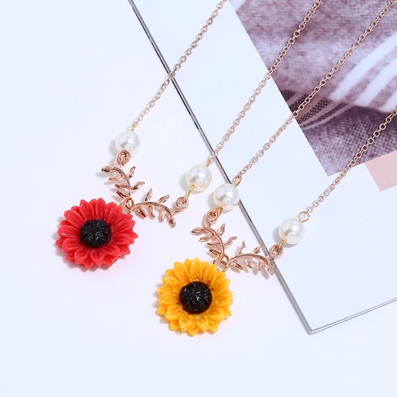 Sunflower Pendant Alloy Necklace (6)
