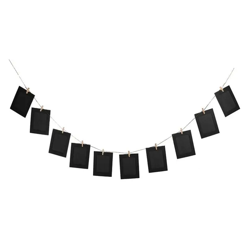 10pcs DIY 6inch Hanging Album Clip Kraft Paper Photo Frame Strings Rope