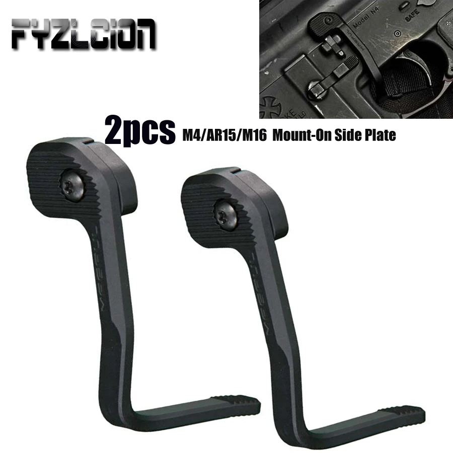 

FYZLCION 2PCS Tactical Enhanced Bad Black Lever MAP Bolt Catch Extender Mount-On Side Plate For M4/AR15/M16 Outdoor Hunting