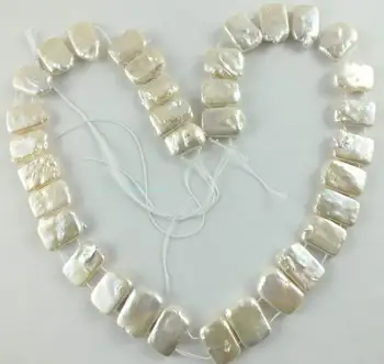 

10x13mm Natural White Freshwater Pearl Oblong (double hole) Loose Beads 15''