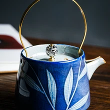 Синий и белый фарфор Ручная роспись Чайный горшок лифтинг Луч чайник кипящий горшок Цзиндэчжэнь керамический фильтр для чайника чайный набор кунг-фу