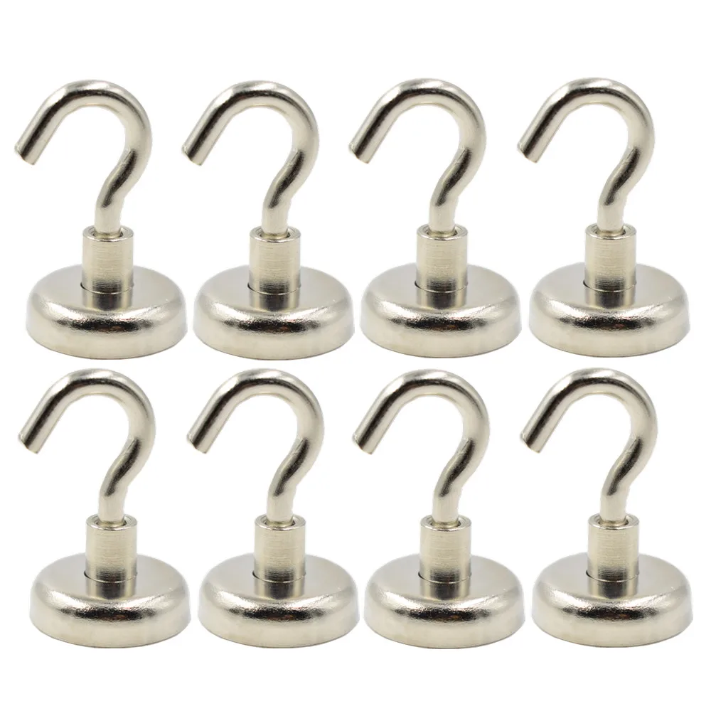 

8pcs Strong Mini Magnetic Circular Hook Hanger Magnets Linked Home Kitchen Wall Hold power neodymium magnet hook D25mm