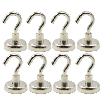 

8pcs Strong Mini Magnetic Circular Hook Hanger Magnets Linked Home Kitchen Wall Hold power neodymium magnet hook