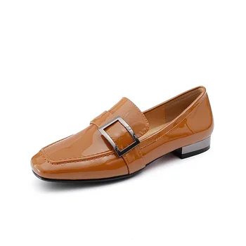 

Leisure square head low female spring comfortable with party with 43 yards single female 40-2018 new patent leather shoes 1843