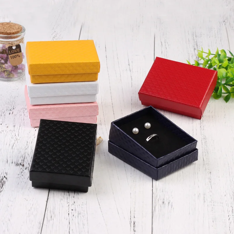 Черный бриллиантовое ювелирное изделие Ожерелье Бумажная Коробка для хранения кольцо серьгу упаковка подарочная коробка 7x9x3 см серьги
