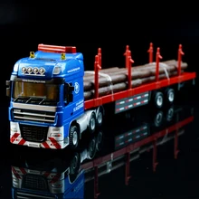 1:50 Cargo Container Wood Transporter Truck Engineering Vehicle Model Alloy Metal Flatbed Trailer Trucks Toys Favorites
