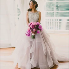 Линия рюшами юбка свадебное платье с открытыми плечами без рукавов вечерние Длинные свадебные платья с открытой спиной Vestido De Noiva