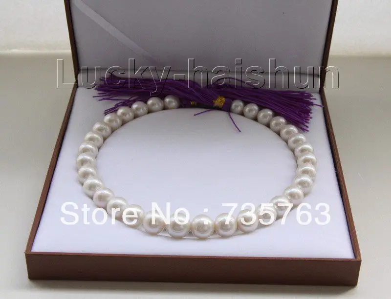 

HOT 00327 NATURAL 17" 12-14MM ROUND WHITE SOUTH SEA PEARL NECKLACE ROLLED GOLD CLASP