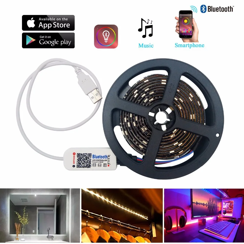 WIXURE ТВ/PC Подсветка комплект USB Гибкая RGB Светодиодная лента многоцветный фон
