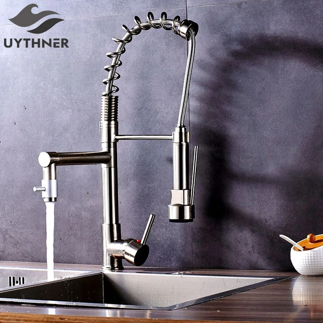 Special Offers Uythner Brushed Nickel Deck Mounted Kitchen Faucet Mixer Tap Factory Direct Sale