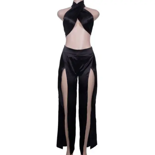 

Women 2 Piece Set Dresses Summer Sexy Outfits Crop Top Bandge Bodycon Split Skirt Long Summer Clothing Set