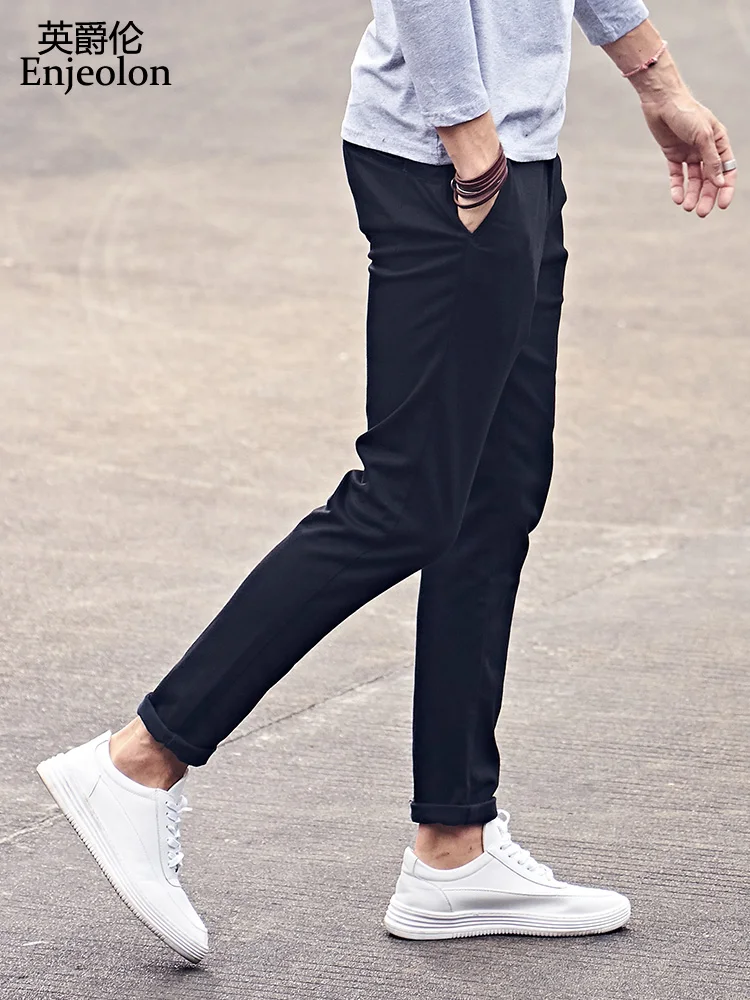 Enjeolon brand quality long trousers Straight casual pants man, fashion