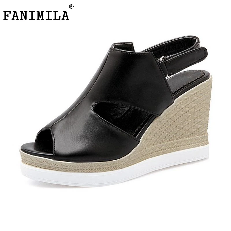 

FANIMILA Size 34-43 Sexy Women High Wedges Sandals Ankle Strap Peep Toe Hollow Out Wedges Sandals Trfiel Summer Vacation Shoe