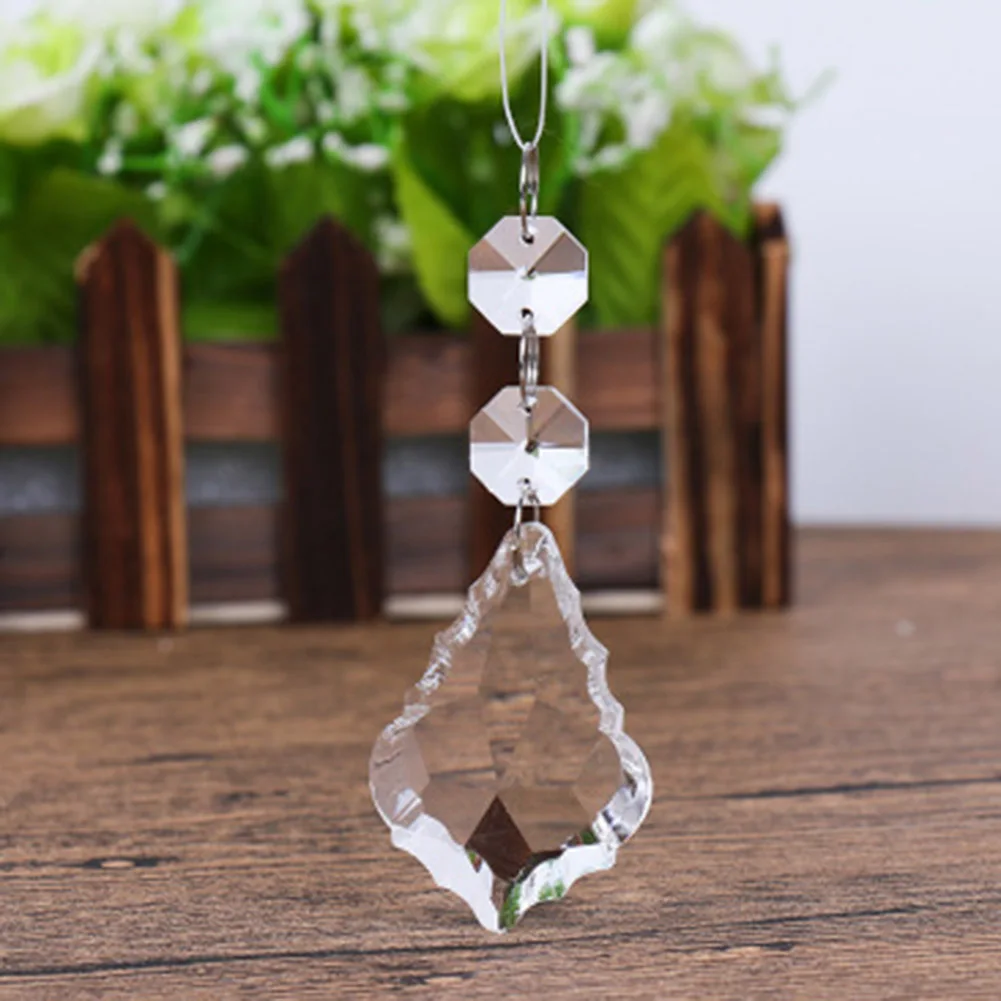 

1 Pc 50mm Artificial Crystal Maple Leaf Pendant Chandelier Prism Pendants Lighting Decoration Suncatcher Hanging Drops Part