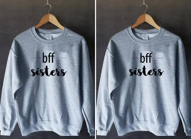 Skuggnas New Arrival Best friend Pullover Fashion Couple's Sweatshirt Long Sleeved Tumblr Jumper Crew Neck bff Clothing Dropship
