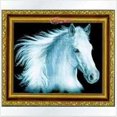 

Embroidery Package Free Shipping Luxurious White Horse Animal Steed Courser Cross Stitch Kits New High Quality