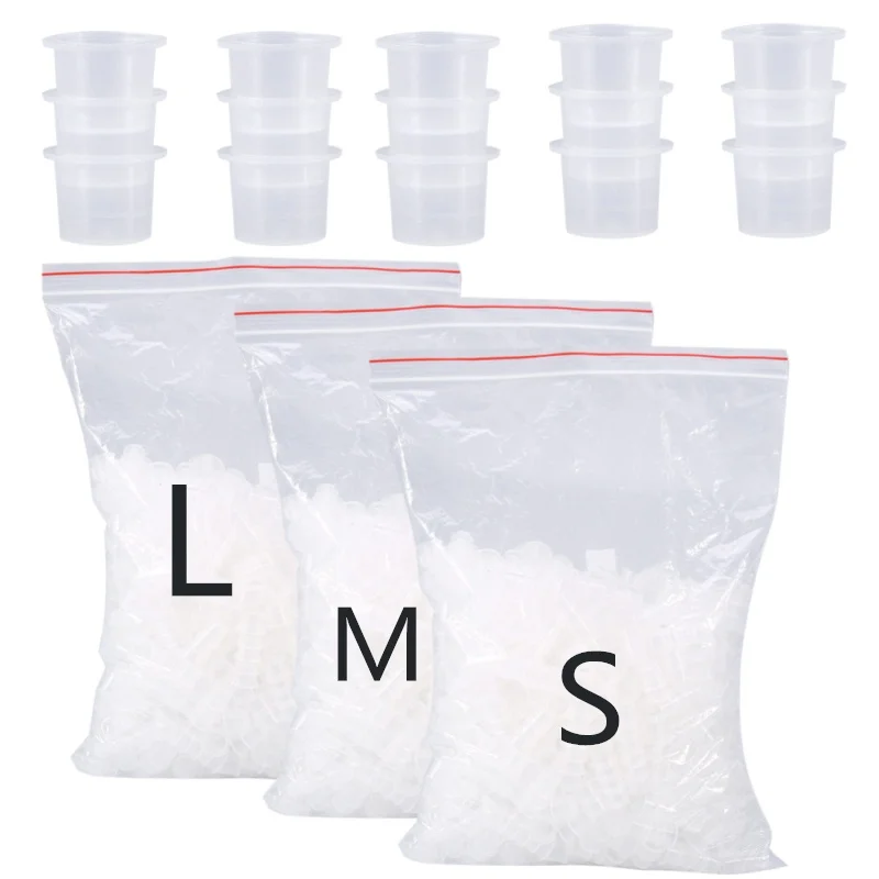 

1000pcs S/M/L Tattoo Ink Cups Plastic Tattoo Cap Eyebrow Makeup Pigment Clear Holder Container Cap Disposable Tattoo Accessories